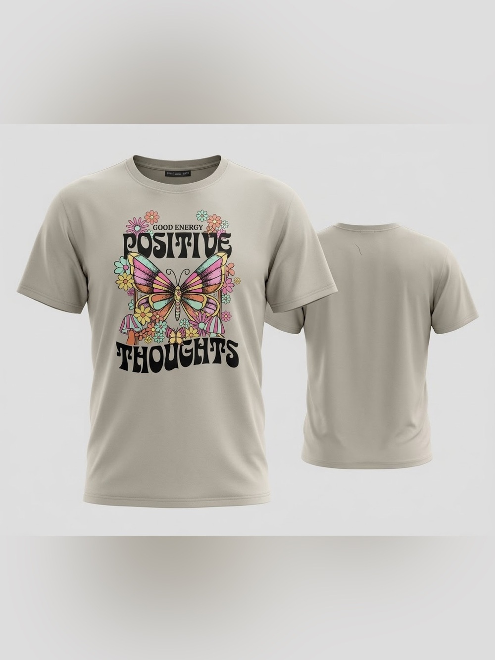 Retro Vintage Streetwear Society Positive Thoughts Graphic Tee T-shirt